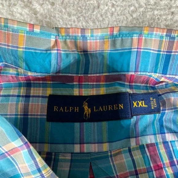 Ralph Lauren Classic Fit Long Sleeve Dress Shirt Blue Pink Check XXL Men's Pony - Picture 3 of 9